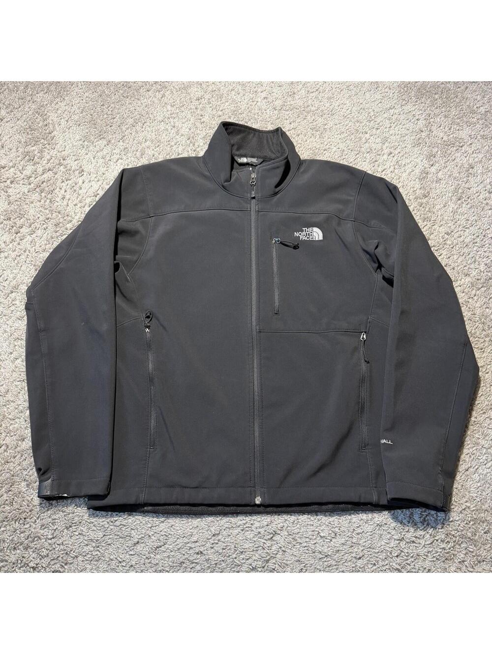 The North Face Jacket Men's Medium Black Windwall Fleece Lined Full Zip